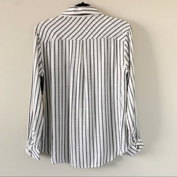 Anthropologie Ash and Ember Boyfriend Button Down Shirt Striped Long Sleeve XS - Picture 14 of 16